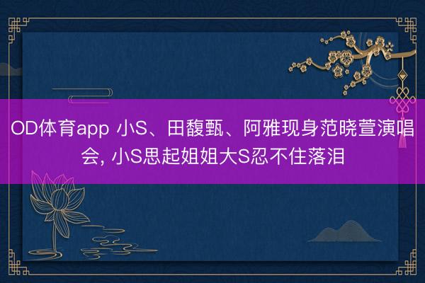 OD体育app 小S、田馥甄、阿雅现身范晓萱演唱会, 小S思起姐姐大S忍不住落泪